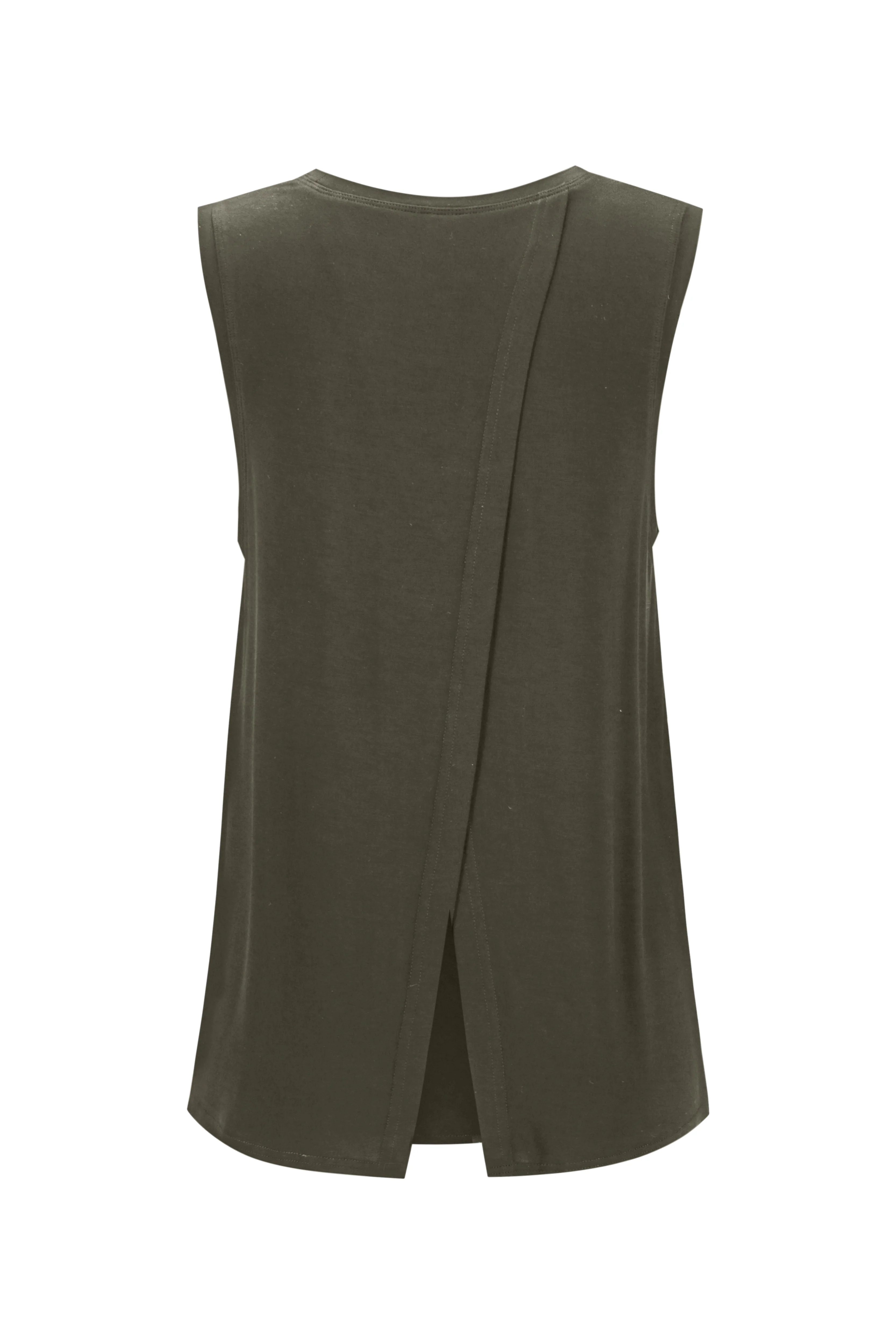 Bamboo Tank with Back Tie - Khaki - Image 3