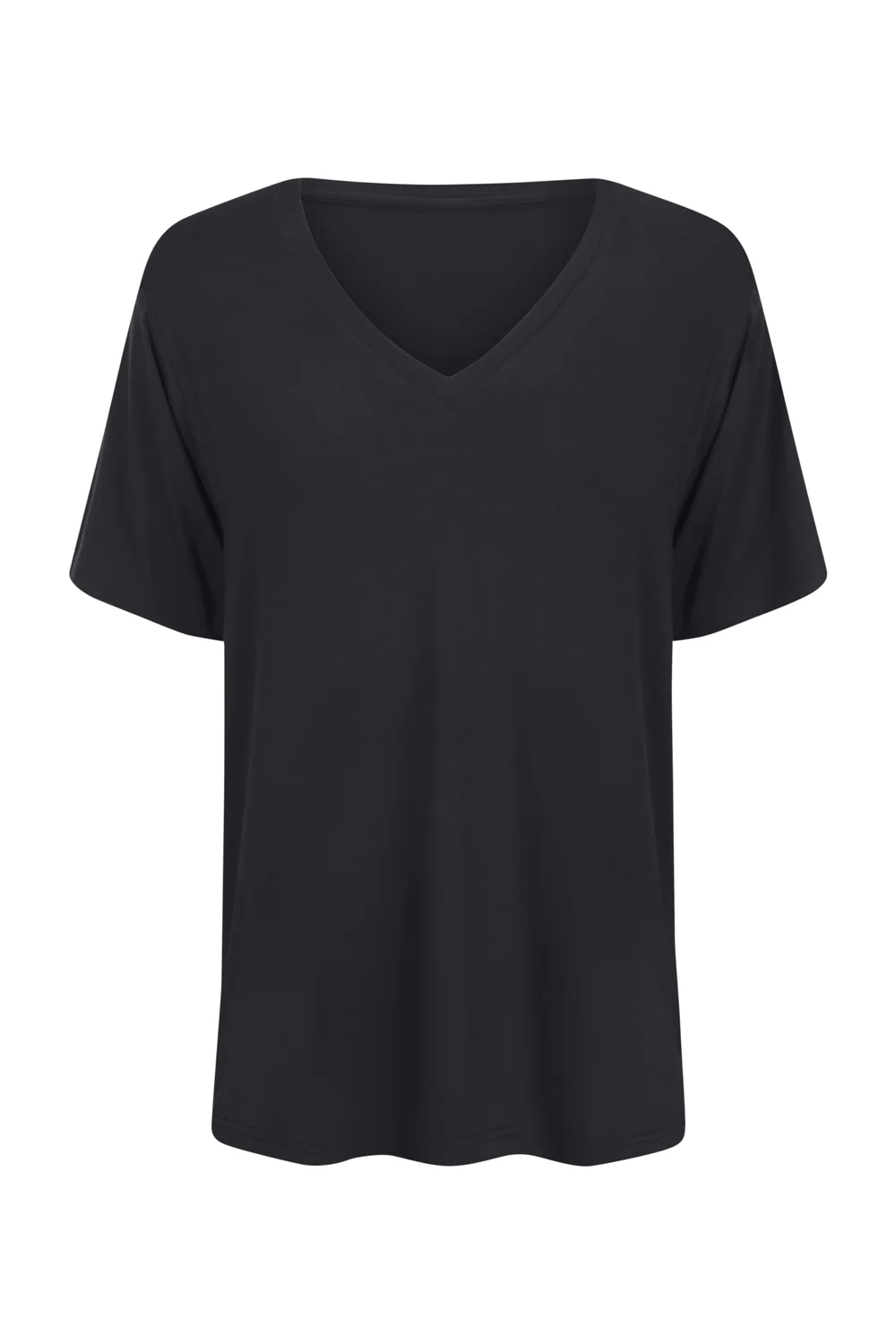 Bamboo V-Neck T-Shirt - Black - Image 7