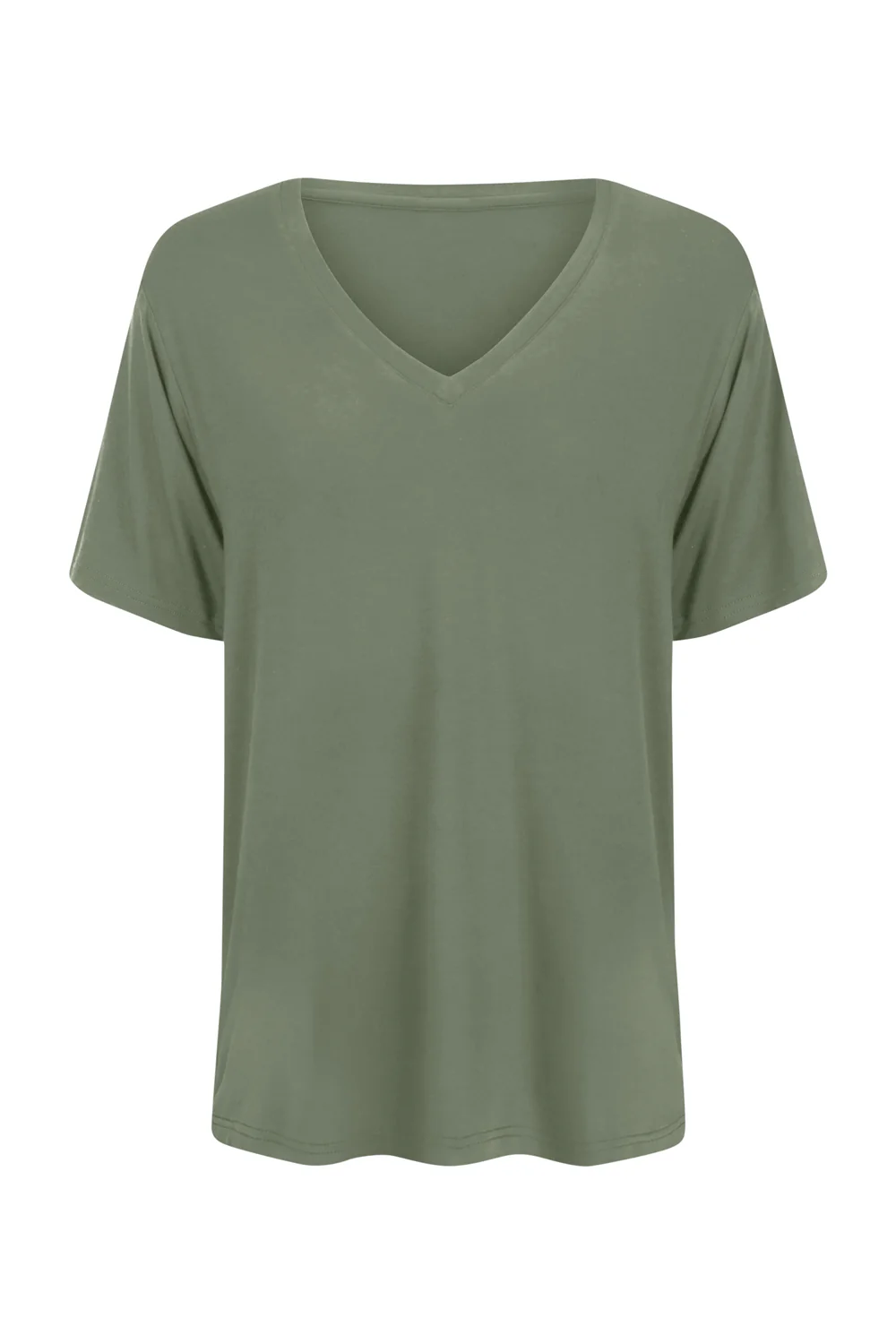 Bamboo V-Neck T-Shirt - Moss - Image 5