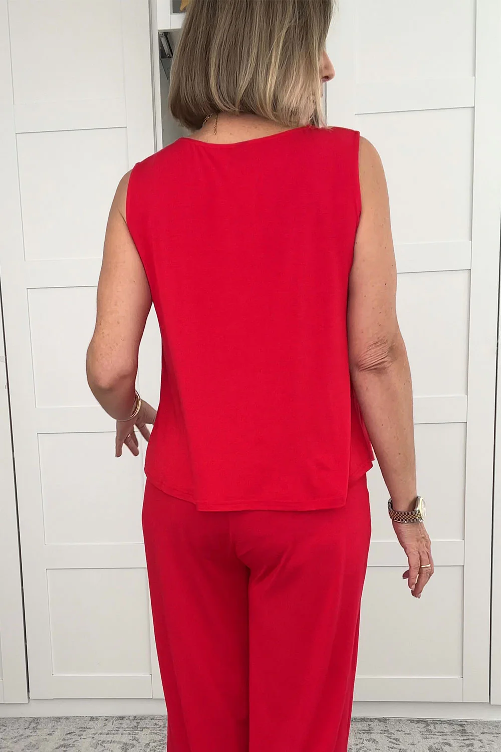 Bamboo Boat Neck Tank - Red - Image 7
