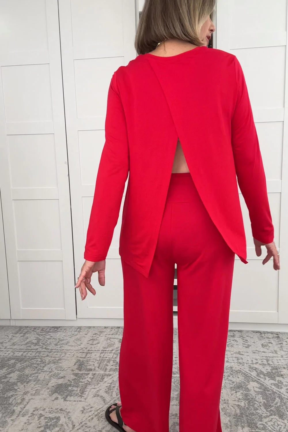 Bamboo Long Sleeve with Back Tie - Red - Image 2