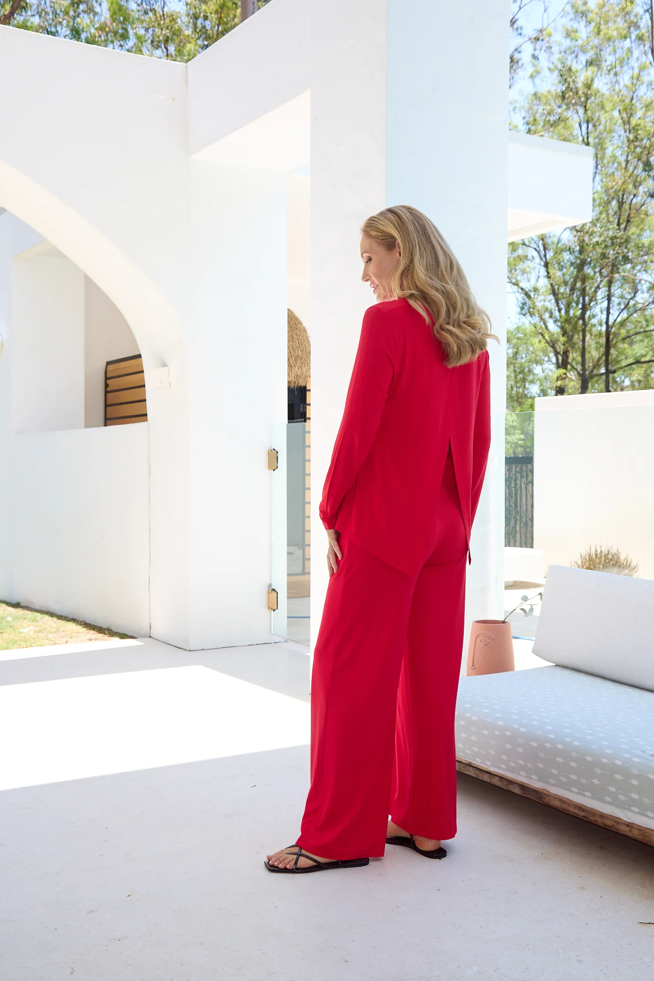 Bamboo Long Sleeve with Back Tie - Red - Image 5