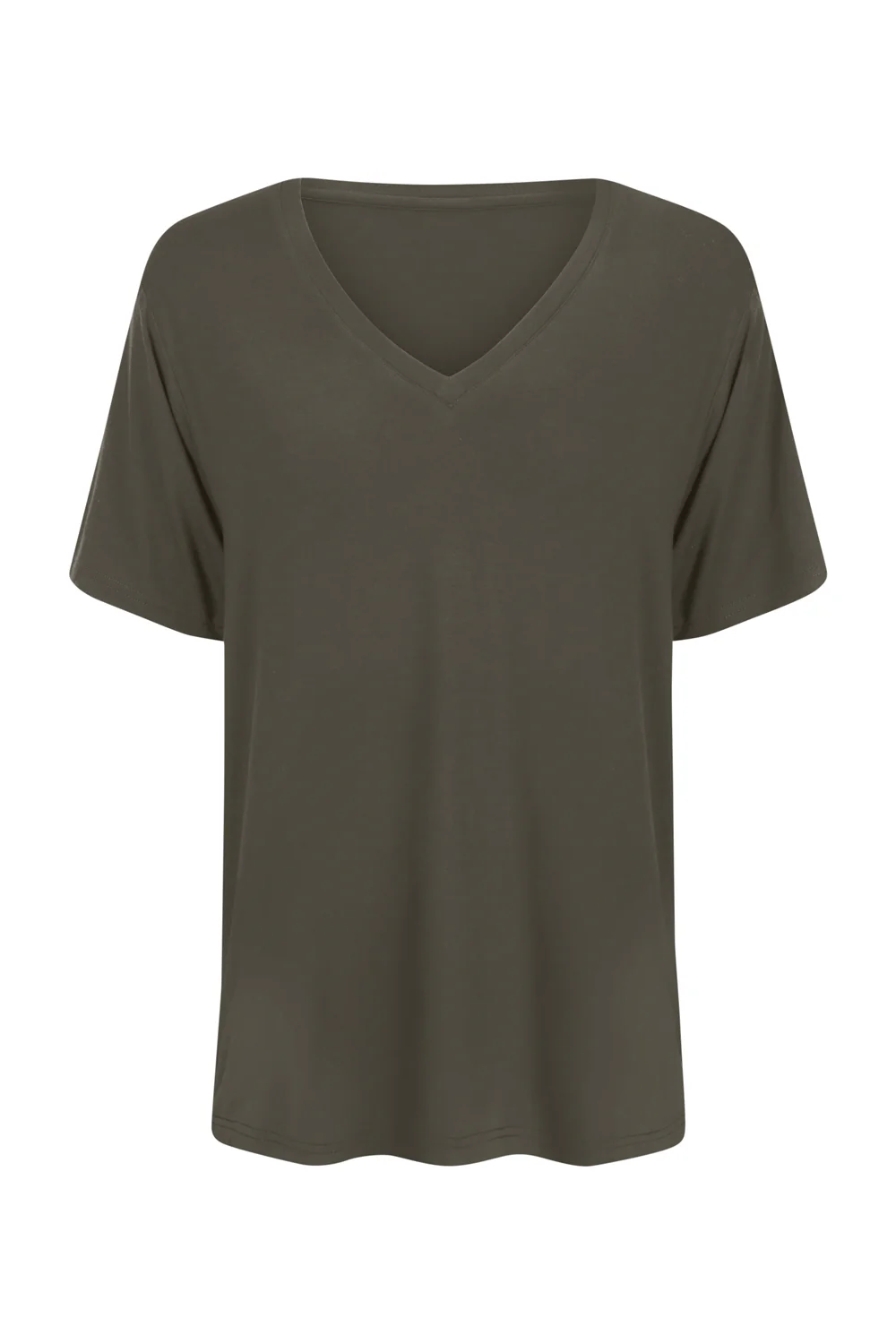 Bamboo V-Neck T-Shirt - Khaki - Image 6