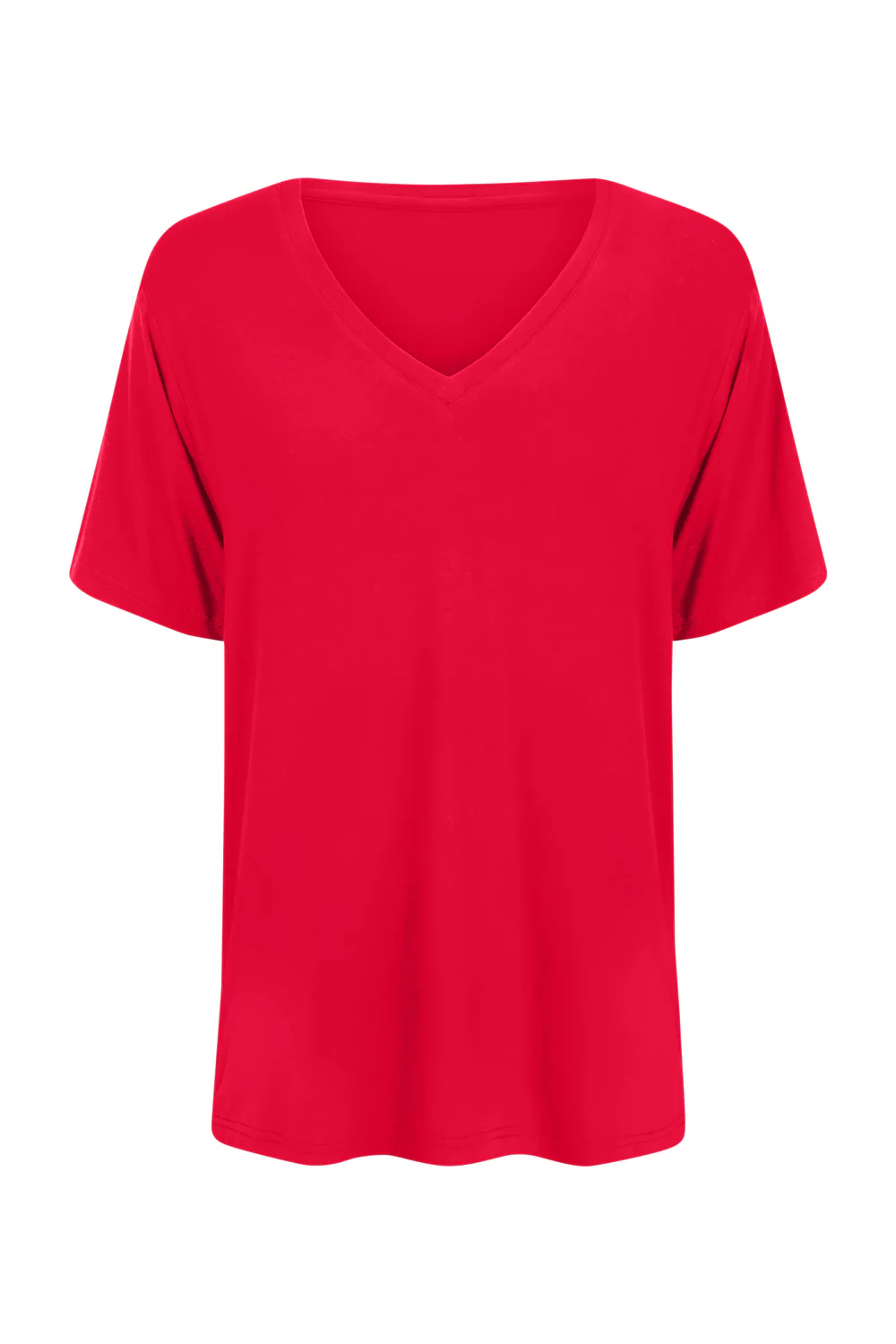 Bamboo V-Neck T-Shirt - Red - Image 5